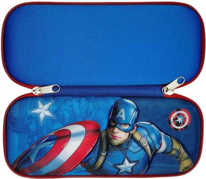 LIOGLOBAL Multipurpose Pencil Case Large Capacity Zip Pouch for Stationery Captain America Print Art EVA Pencil Box