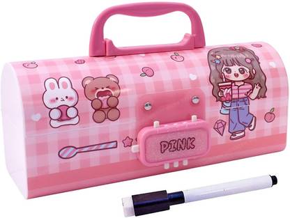 देवधन Pencil Case पेंसिल बॉक्स विथ कोड लॉक पेन केस लार्ज कैपेसिटी मल्टी-लेयर-फंक्शन स्टोरेज आर्ट Plastic पेंसिल बॉक्स