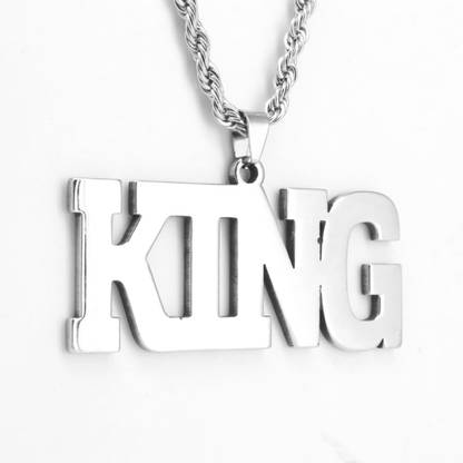 NNPRO Elegant Big King Name With Big Silver Chain For Men And Boys Sterling Silver Stainless Steel Locket