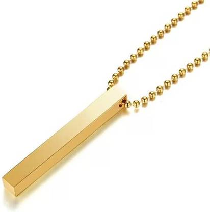 zebisco Stainless Steel gold necklace vertical bar pendant bar necklace for men Gold-plated, Rhodium Cubic Zirconia Stainless Steel, Titanium, Alloy Pendant