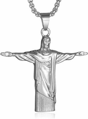 M Men Style Religious Christ The Redeemer Cross Christain Jewelry Pendant Necklace Sterling Silver Alloy, Metal Pendant