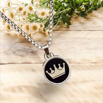 ROOTWAVE Personalized Crown Necklace, Crown Jewelry, Crown Gift, Crown Pendant Silver Stainless Steel Locket
