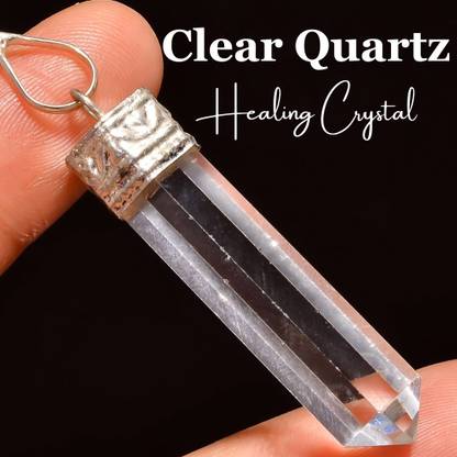 MARMORIS ECOM MARMORIS ECOM Clear Quartz Pencil Pendant | Healing Pendant (Pack of 1) Quartz Crystal Pendant