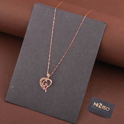 NINISO Heart Shape Alphabet Letter G Rhodium Cubic Zirconia Alloy Locket Set