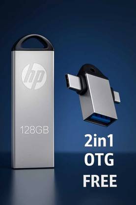 HP 128GB PENDRIVE FREE USB OTG 128 GB Pen Drive Compatible with Audio Player, Laptop, Gaming Console, Mobile, Tablet USB 3.0 Metal Case