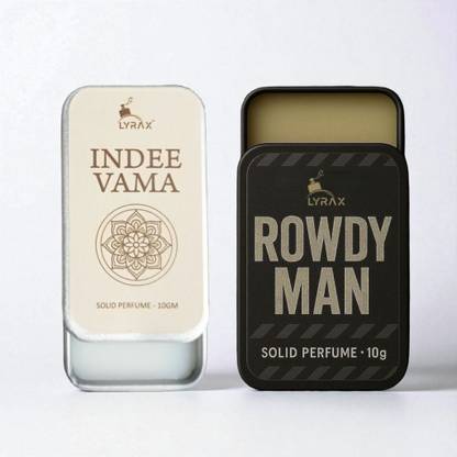 LYRAX Indee Vama & Rowdy Man Solid Perfume | Long Lasting Pocket Perfume (2x10gm) Eau de Parfum  -  20 ml