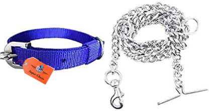SUPER CHAIN Dog Belt Combo Nylon Collar with Heavy Chain Leash Dog Collar & Leash