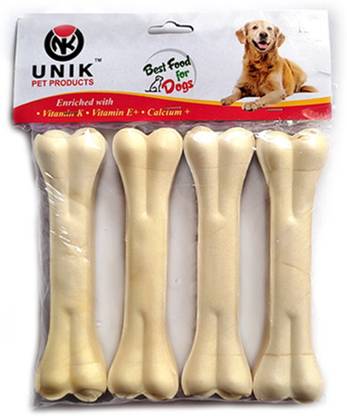 Unik Rawhide Calcium Pressed Bones 5 Inch_ 4 Pieces, Export Quality Beef Dog Chew
