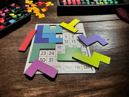 Redsky Drift Daily Calendar Puzzle A-Puzzle-A-Day Wooden Challenging Tetris Tangram