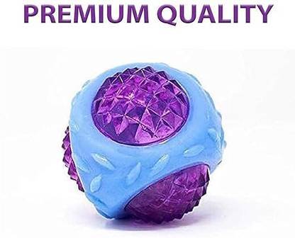 Petfun Aggressive Chewers Interactive Squeak Crystal Blue Diamond Ball Toy for Dogs Rubber Ball For Dog & Cat