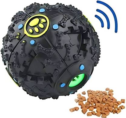 Petfun Squeaky Treat Ball Toy for Dogs – Interactive Toy with Bone Texture – Sound Ball Plastic Chew Toy, Training Aid, Treat Dispensing Toy, Squeaky Toy For Dog & Cat