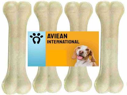 Aviean International 5 Inch Bone Pack Of 4 Pcs White Pressed Chew Bone For Dogs Chicken Dog Chew Milk, Chicken Dog Treat