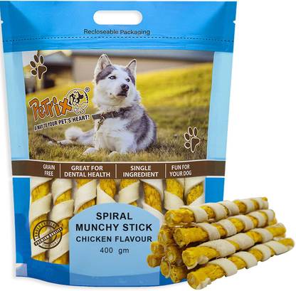 Petrix Spiral Munchy Sticks Chicken Flavour for Dog Chew Treats Sticks for Oral Health Beef Dog Treat