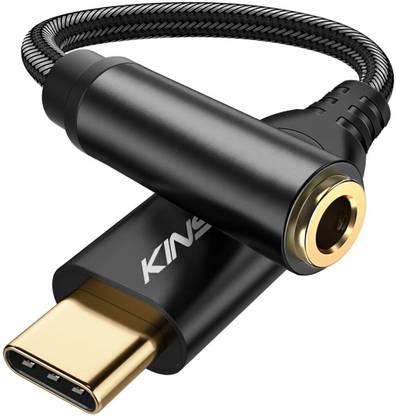 Kinsound Black USB Type C to 3.5 mm Audio Jack Connector, Hi-Res DAC Headphone Converter Phone Converter