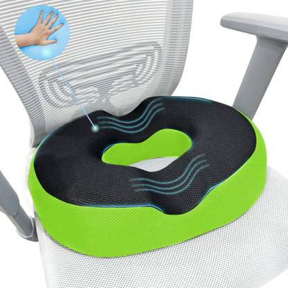 Sleepsia Cool Gel Memory Foam Donut Pillow - Piles Pillow, Tailbone Pain Seat Support Memory Foam Smiley Orthopaedic Pillow Pack of 1