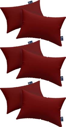 THE WOOD WHITE INDIA Microfibre Sleeping Pillow Pack of 6 Solid Microfiber Soft Pillow Set of 6. 16 x 24 Inches or 41 x 61 cm. Red Pillows