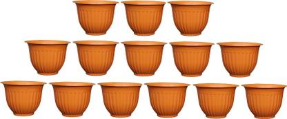 Picvel Gardening Planter (18*13)cm Home Decor Lawn Balcony Flower Pots Round Gamla Plant Container Set