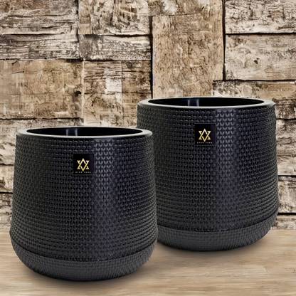 AverVera Self Watering Table Decor Pots I Indoor Planters for Home, Office Decor I Black Plant Container Set