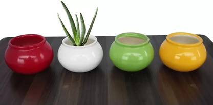 agarwals enterprises SMALL MATKI SHAPE CERAMIC POT (PACK OF 4) Plant Container Set
