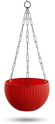 Dervino Plastic Hanging 8.5" Euro Basket Planters Pot with Hanging Chain Plant Container Plant Container Set