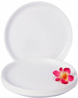 AWICKTIK BPA Free Microwave Safe White Round Dinner Plates (27 cm) For Dining Table Dinner Plate