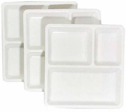 Kanha  microwave safe ,freezer safe .dishwasher safe, square shape 3 compartment pav bhaji plates - set of 3 Sectioned Plate