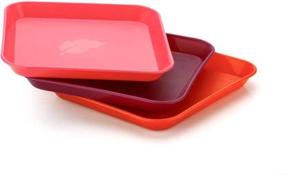 सैनकॉर्प Unbreakable Square Shaped Multipurpose Plastic Food Breakfast Nasta Plate क्वार्टर प्लेट