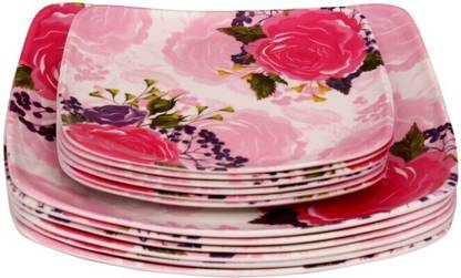 CARNIVAL SQUARE LITO MODEL NO-005,10 INCH FULL AND 7 INCH HALF DINNER PLATE SET 12 PCS OF MELAMINE Dinner Plate