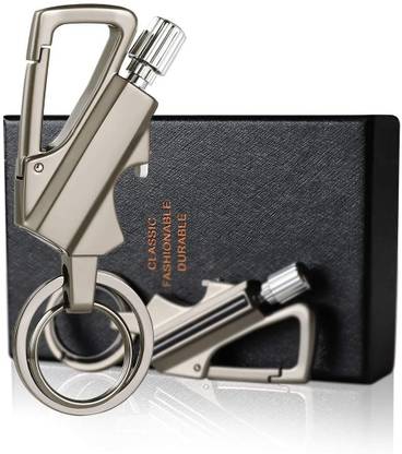 Point Zero Premium Essential Permanent Match Striker Outdoor Survival Tool Keychain Flint Fire Starter Petrol Camping Lighter Portable Waterproof Smooth Light Grey finish Pocket Lighter