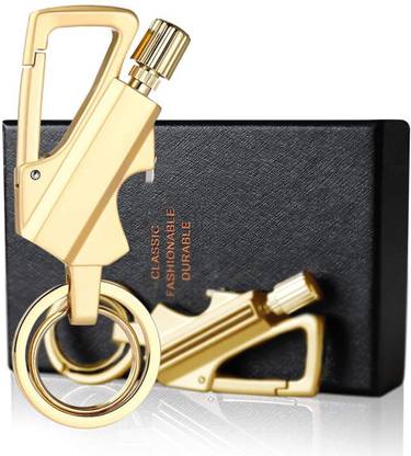 Ala Flame Premium Essential Permanent Match Lighter Multi Function Metal Matchstick Refillable Match Lighter + Keychain + Bottle Opener 3 IN ONE Portable Waterproof Smooth Golden finish Pocket Lighter
