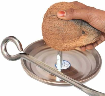 Shalloware 100% Stainless Steel Coconut Cracker Coconut Breaker with Opener (Set of 2) Stainless Steel