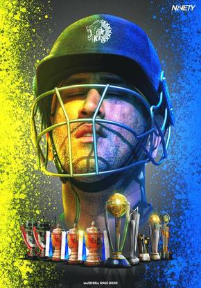 IPL Cricket Team CSK Chennai Super King M.S Dhoni Photo Poster_iplms5_10 Paper Print