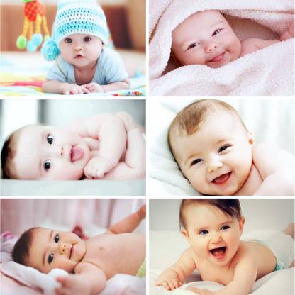 Pack of 6 Cute and Smiling Baby Fine Art Print