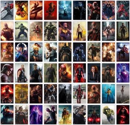 Pack of 54 Superheroes Aesthetic Wall Collage kit Posters | Posters for Wall Decoration | Wall Art For Bedroom, Office, Living room, Dorm room Photographic Paper