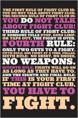 Inephos 'Fight Club - The First Rule' Movie Quote Poster Paper Print