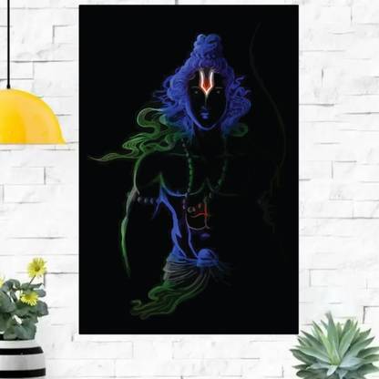 Shri Rama Smoke Art Wall Poster, High-Quality Shri Ram Graphics Wall Poster for Home, Bedroom, Indoor Temple, Doors, Offices, Kitchen, Kids' room, Restaurant, Gyms, Schools, Playroom. (12x18 in) Frameless Poster. Peel & Paste the Poster on Wall 300G Gloss Laminated Paper, Religious Wallpaper, Hindu God Posters, Supreme God Shri Krishna Wall Poster, Ramayan Photographic Paper