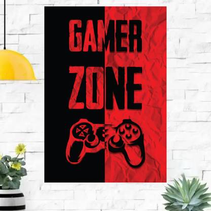 Gamer Zone Frameless Wall Poster, Gaming Wallpaper High-Quality Wall Poster for Home Decoration, Bedroom, Doors, Kids' room, Restaurant, Bars, offices, Playroom, Gyms, Gaming Room (12x18in) Frameless Poster. Peel & Paste the Poster on Wall 300G Gloss Laminated Paper, Gaming Poster (1pc) Photographic Paper