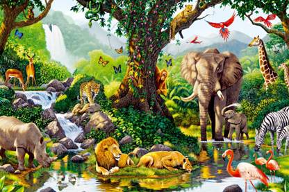 Wild Animals Poster - Forest Animals Poster - Jungle Animals Poster - Animals Poster Paper Print