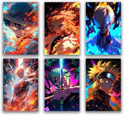 Anime Universe: Set of 24 Stunning 6x9 Inch Prints on 300 GSM Paper - Featuring Naruto, One Piece, Jujutsu Kaisen, Demon Slayer, Chainsaw, and More! Paper Print