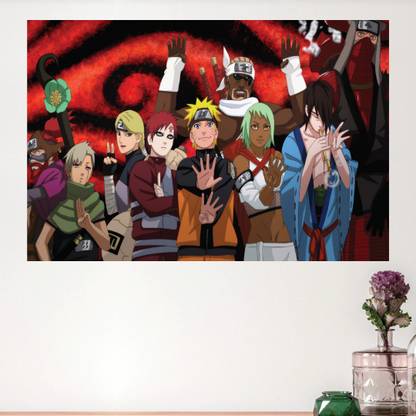 Naruto Anime Characters Frameless Wall Poster, Naruto Uzumaki, Gara, Temari, Killer Bee, High-Quality Wall Poster for Anime Fans, Naruto Fans, Home Decoration, Bedroom, Kids' room, Restaurant, Bars, Playroom. (12x18in) Frameless Poster. Peel & Paste the Poster on Wall- 300G Gloss Laminated Paper, Japanese Anime, Boruto Photographic Paper