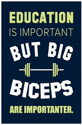 Big Biceps Are Important Gym Quotes Poster Art | Gym Motivation Posters Paper Print