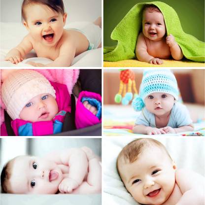 Pack of 6 Cute and Smiling Baby Fine Art Print