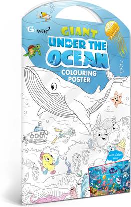 GIANT UNDER THE OCEAN COLOURING POSTER I Deluxe Coloring for Adults Paper Print