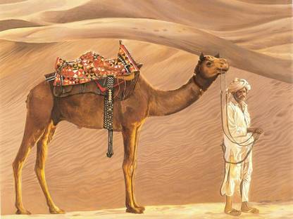 DIGITAL PAINTING WALL HD WALLPAPER ART PAPER MAN WITH CAMEL ON 24X36 Photographic Paper