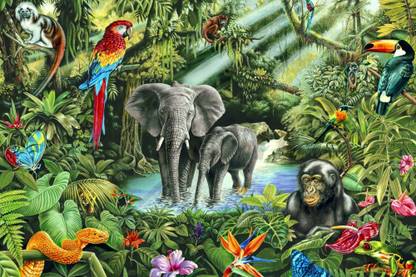 Wild Animals Panting Poster - Forest Animals Panting Poster - Jungle Animals Panting Poster - Animals Panting Poster Paper Print