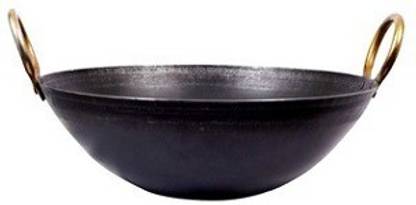 KITCHEN SHOPEE Iron deep Kadai/Frying Pan Kadhai 8 Inch 20 cm 1.5 liter Iron Induction Bottom Kadhai 20 cm diameter 1.5 L capacity