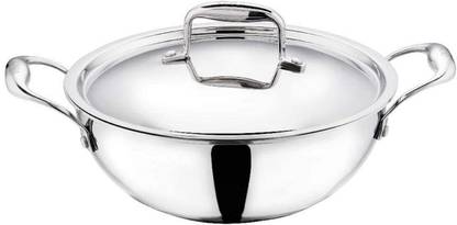 Mumma's LIFE Triply Induction Friendly Stainless Steel with Lid Kadhai 28 cm diameter with Lid 4.1 L capacity