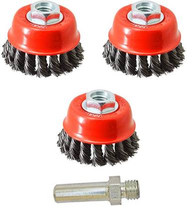 Kshivi 3 Inch Twisted Cup Brush With Drill Attachment For Angle Grinder Wheel Brush