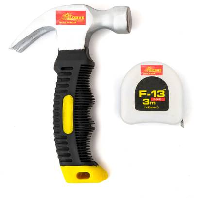 Globus 302- Hammer SMALL Stubby / Mini Claw Hammers AND MEASURING TAPE 3 MTR/10 FEET GLOBUS Curved Claw Hammer