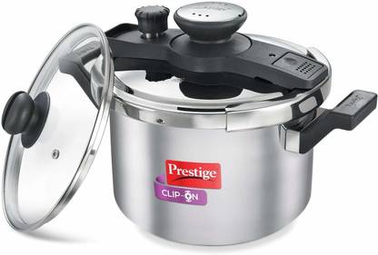 Prestige CLIP ON SVACHH STAINLESS STEEL 5 LTR PRESSURE COOKER 5 L Outer Lid Induction Bottom Pressure Cooker